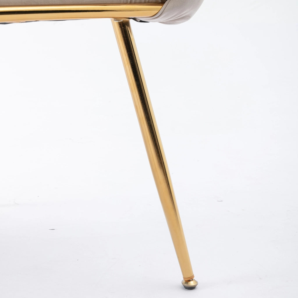Sedia accento moderna in velluto beige con struttura in metallo, 2 pezzi