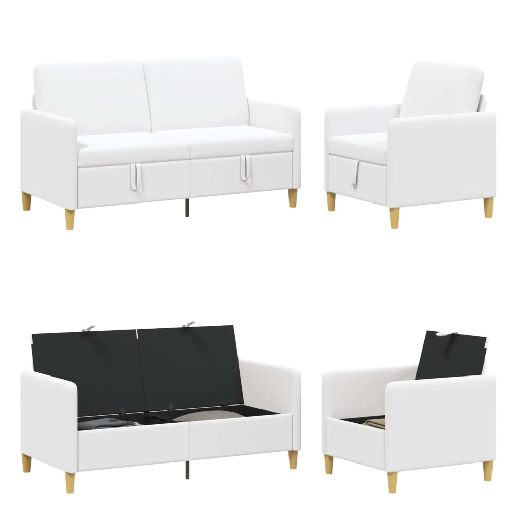 Set di Divani con Storage 2 pcs Bianco Poliestere 3429187