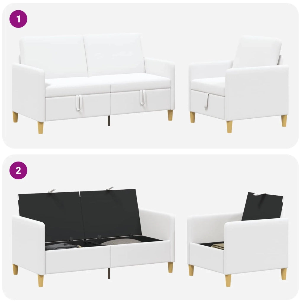 Set di Divani con Storage 2 pz Bianco Poliestere 3429187