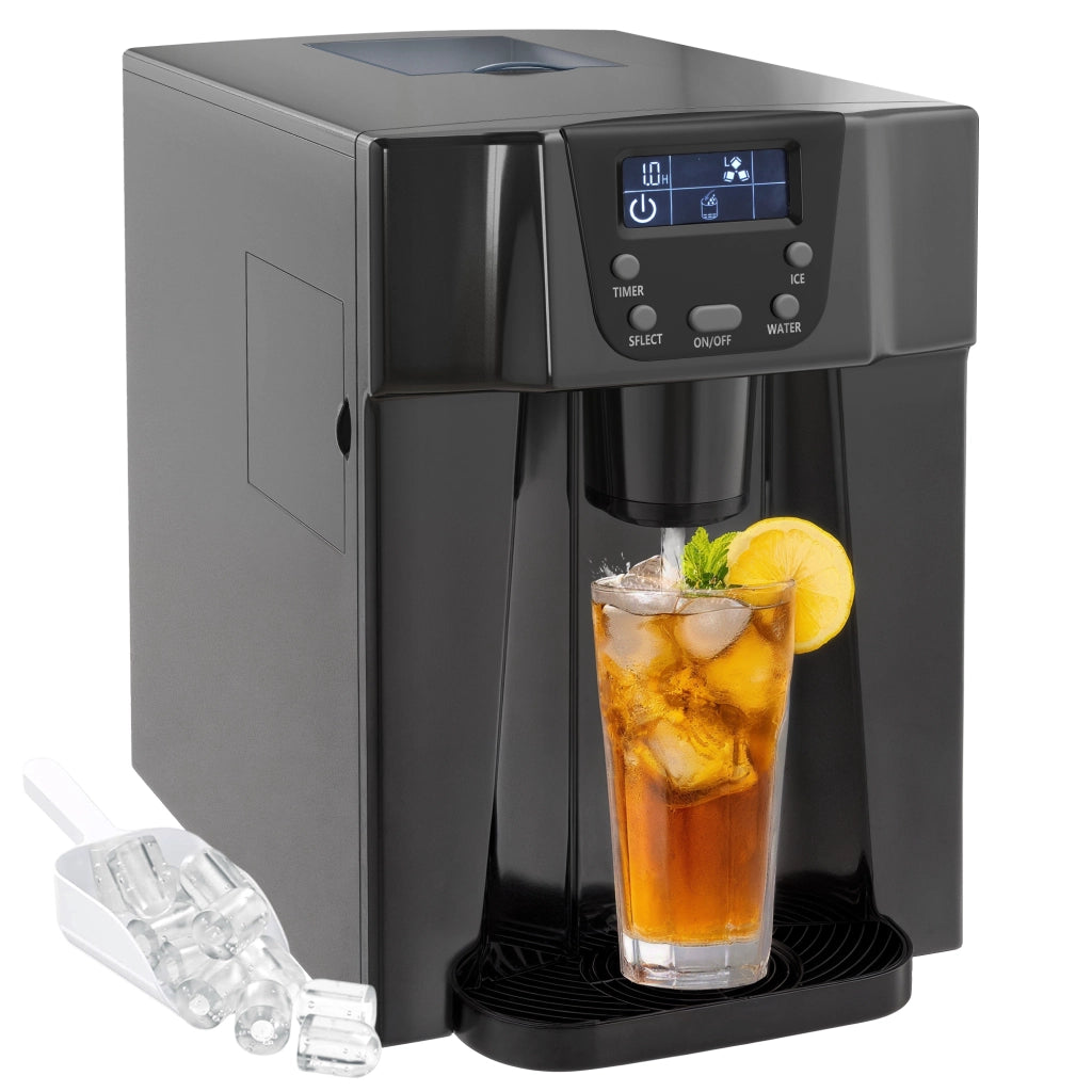 Macchina del ghiaccio con distributore acqua ¨C zephmum ¨C 12kg/24h 9 cubi 6-10 min 25.2x38.9x36.3cm nero