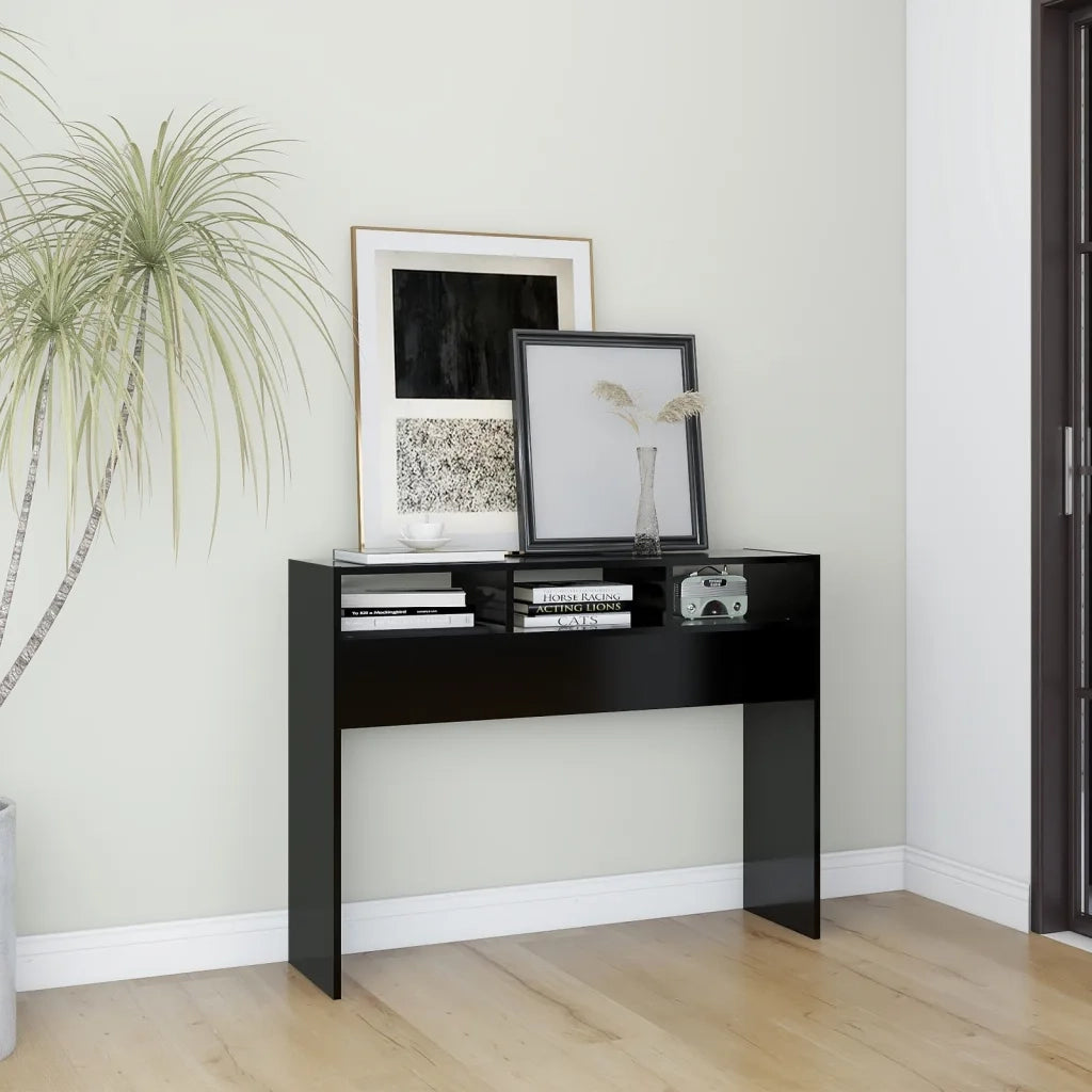 Tavolino Consolle Nero 105x30x80 cm in Legno Multistrato 808306