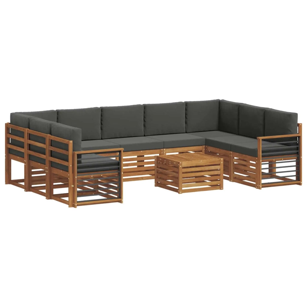 Set divani 10 pcs Naturale e Antracite Legno di Acacia Massello 3375532