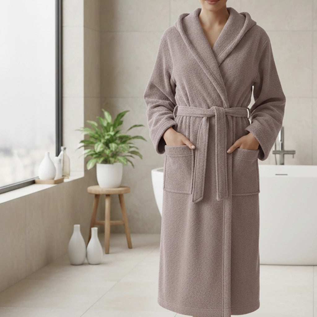 Satina, Accappatoio 100% Cotone con Cappuccio, Viola Lilla