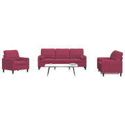 vidaXL Set di Divani 3 pz con Cuscini e Rinforzi Rosso Vino in Velluto