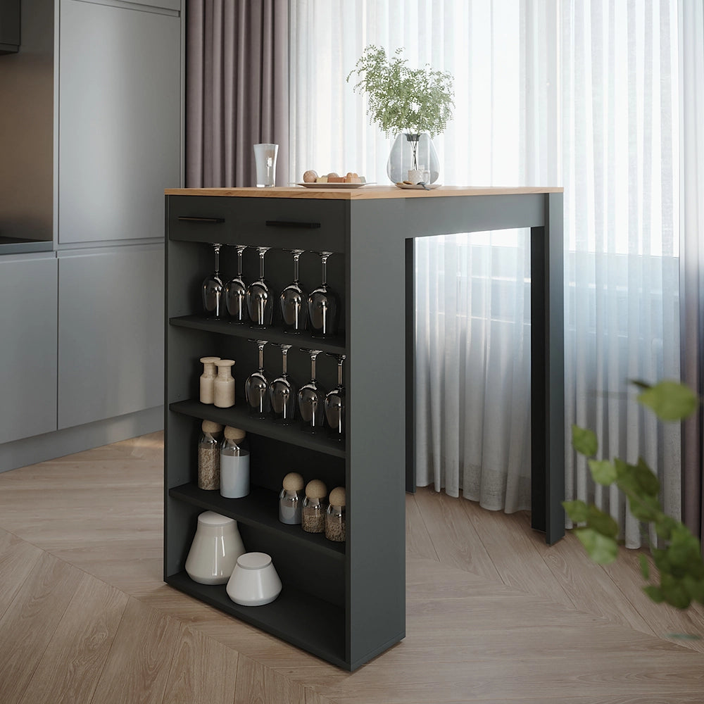 Vicco tavolo bar alto Quercia dorata/antracite 67 x 100 cm