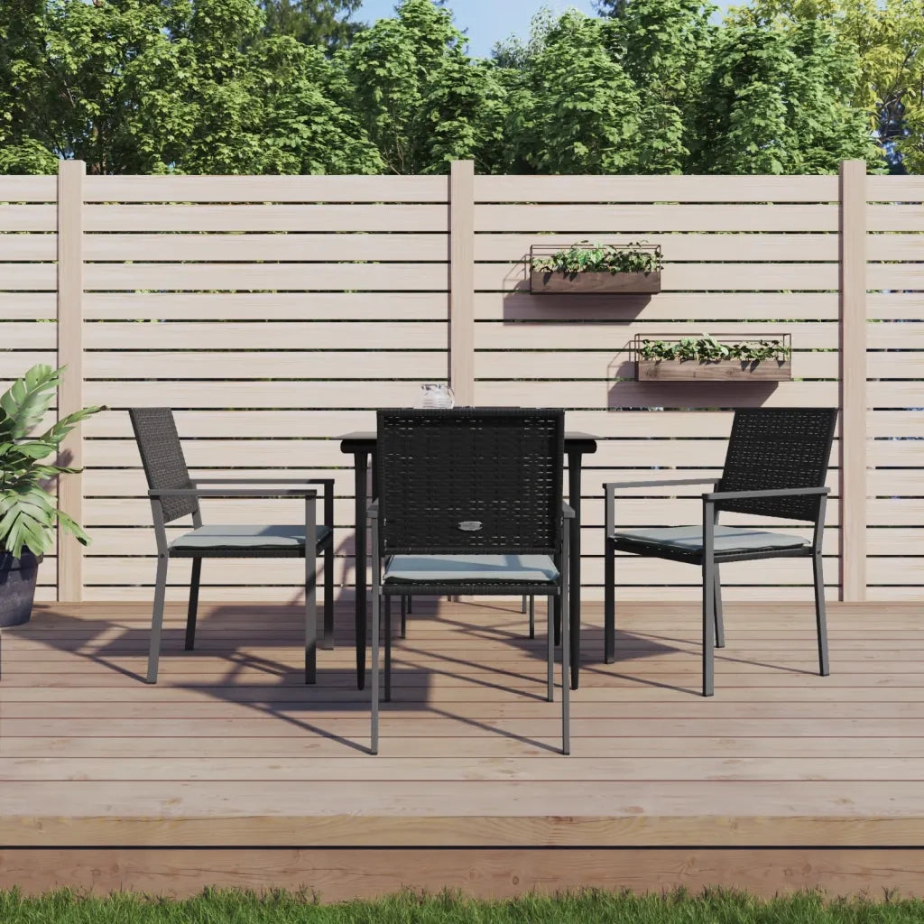 Set Pranzo da Giardino 5pz con Cuscini in Polyrattan e Acciaiocod mxl 125110