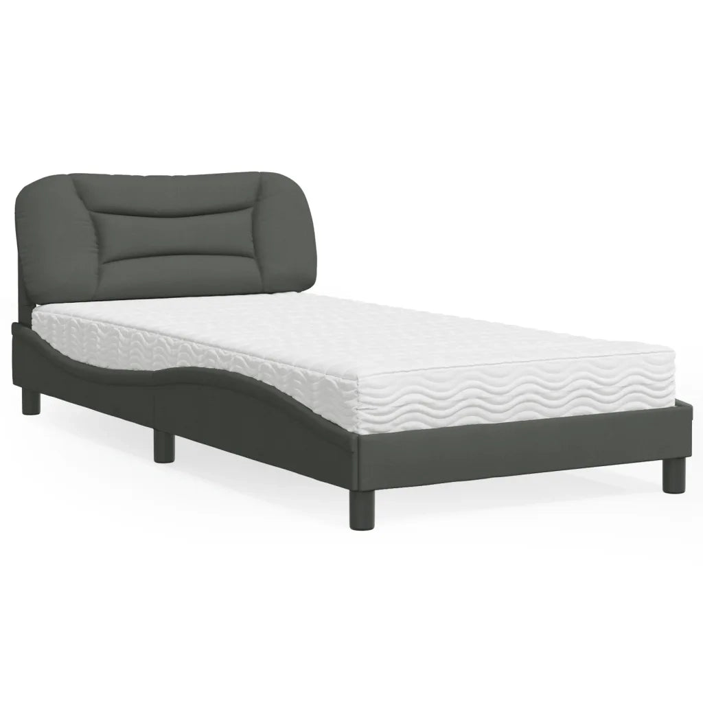Letto con Materasso Hvar Grigio Scuro 100x200 cm in Tessuto 3208514