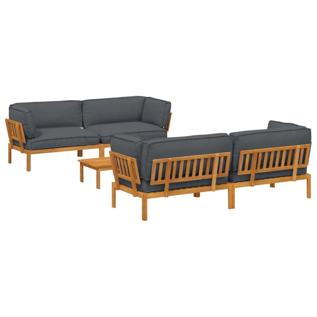 Set di divani 5 pcs Antracite Legno di Acacia Massello