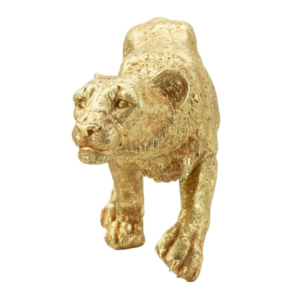 Scultura Pantera, Oro, Poliresina, 89x21x33 cm