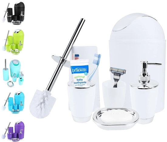 Set di accessori da bagno di alta qualità - contenitore di sapone - dispensatore - bicchiere - holder per spazzola da denti - contenitore per l'organizzazione della bagno - accessori da bagno