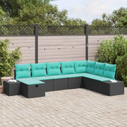 Set Divano da Giardino 8 pz Nero polyrattan 3360767