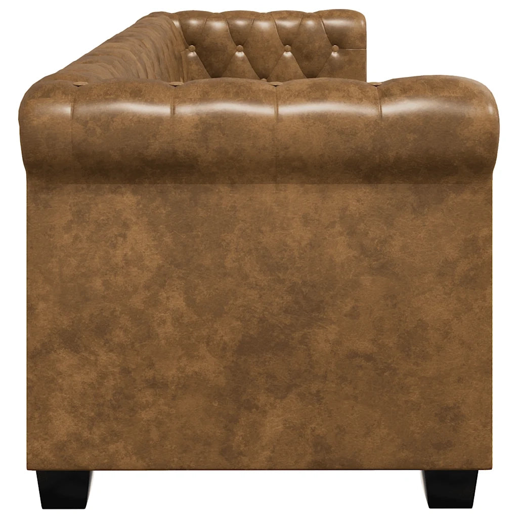Set Divani Chesterfield a 2 Posti e a 3 Posti Marrone