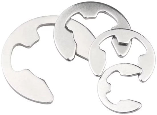 Elemento di fissaggio per macchina di asse a gomito - E-clip - Otre esterno - Borghiglio a scatto - 14 misure - Fissaggio per asse in acciaio inossidabile