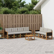 Set di divani da esterno 8 pz Naturale e Grigio Chiaro 3381815
