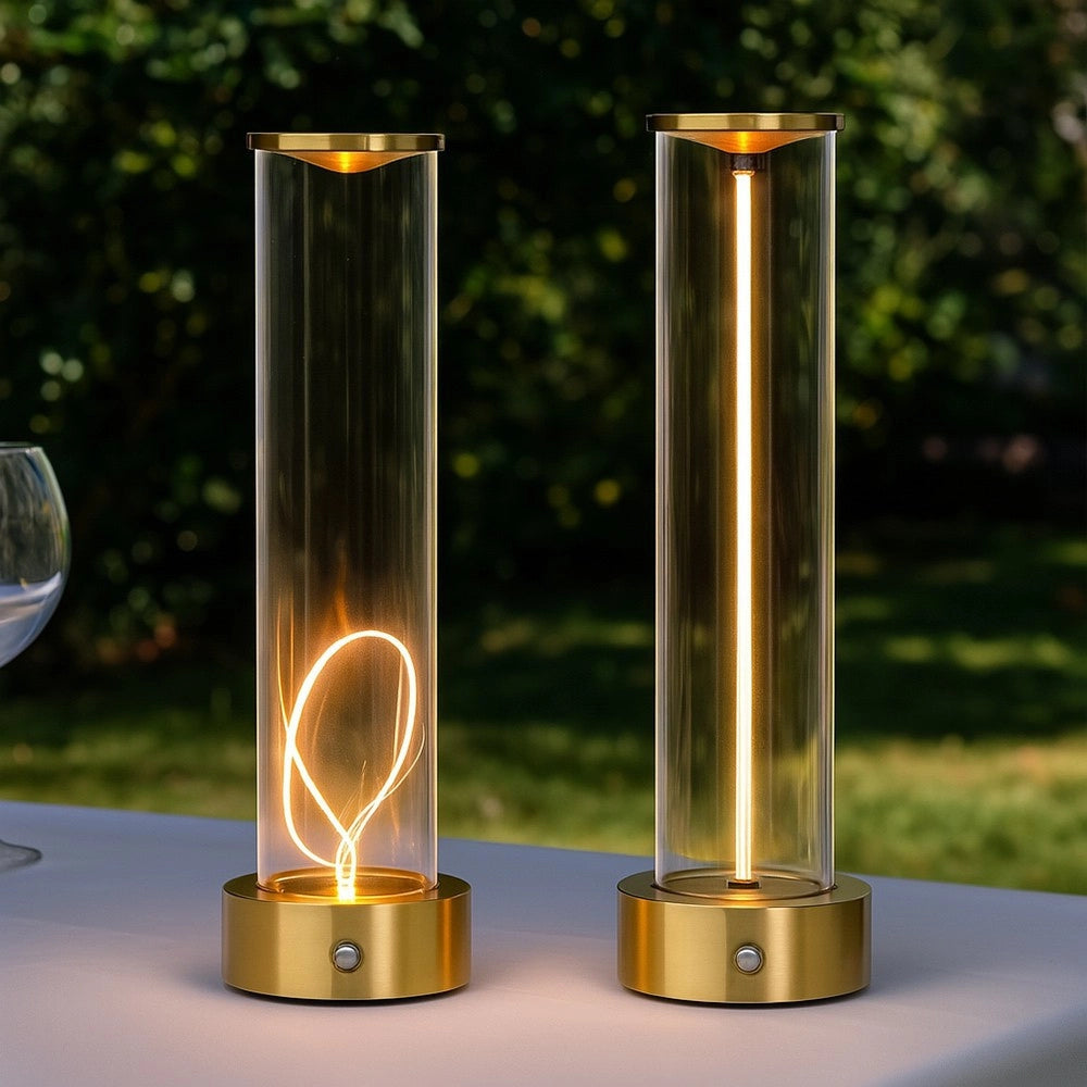 Trade Shop - Lampada Da Tavolo Scrivania Led 3w Filamento Flessibile Magnetico Lume Ricaricabile D39 - Oro