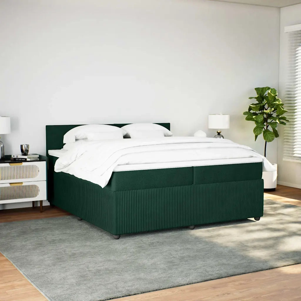 Giroletto a Molle con Materasso Verde Scuro 200x200 cm Velluto