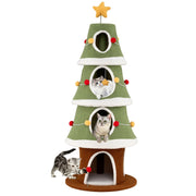 Albero di Natale per gatti con 4 condomini e tappeto sisal, Mobile per arrampicata da interno per animali 154 cm-Alberi Tiragraffi