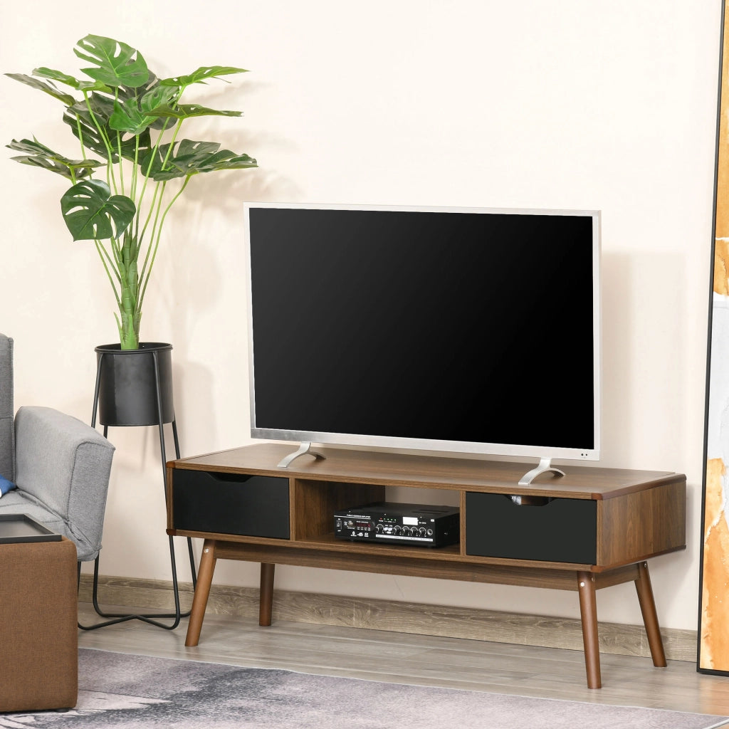 Mobile TV Moderno con 2 Cassetti e Compartimento Aperto ¨C zephmum ¨C Marrone 122x39x46 cm