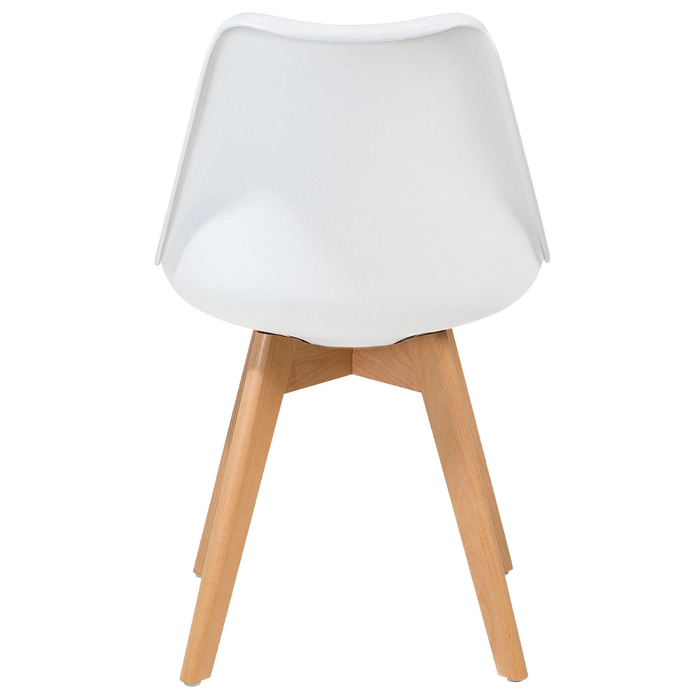 Set di 2 Sedie da Pranzo Ecopelle colore bianco con  Gambe in Legno Lucide soggiorno sala da pranzo