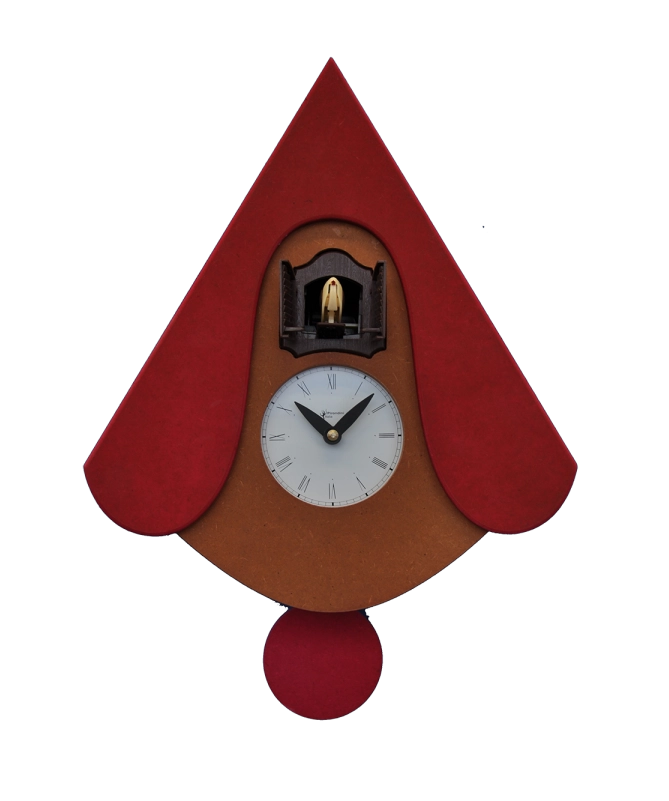 Orologio con cucù New W con cassa in mdf e tetto Made in Italy