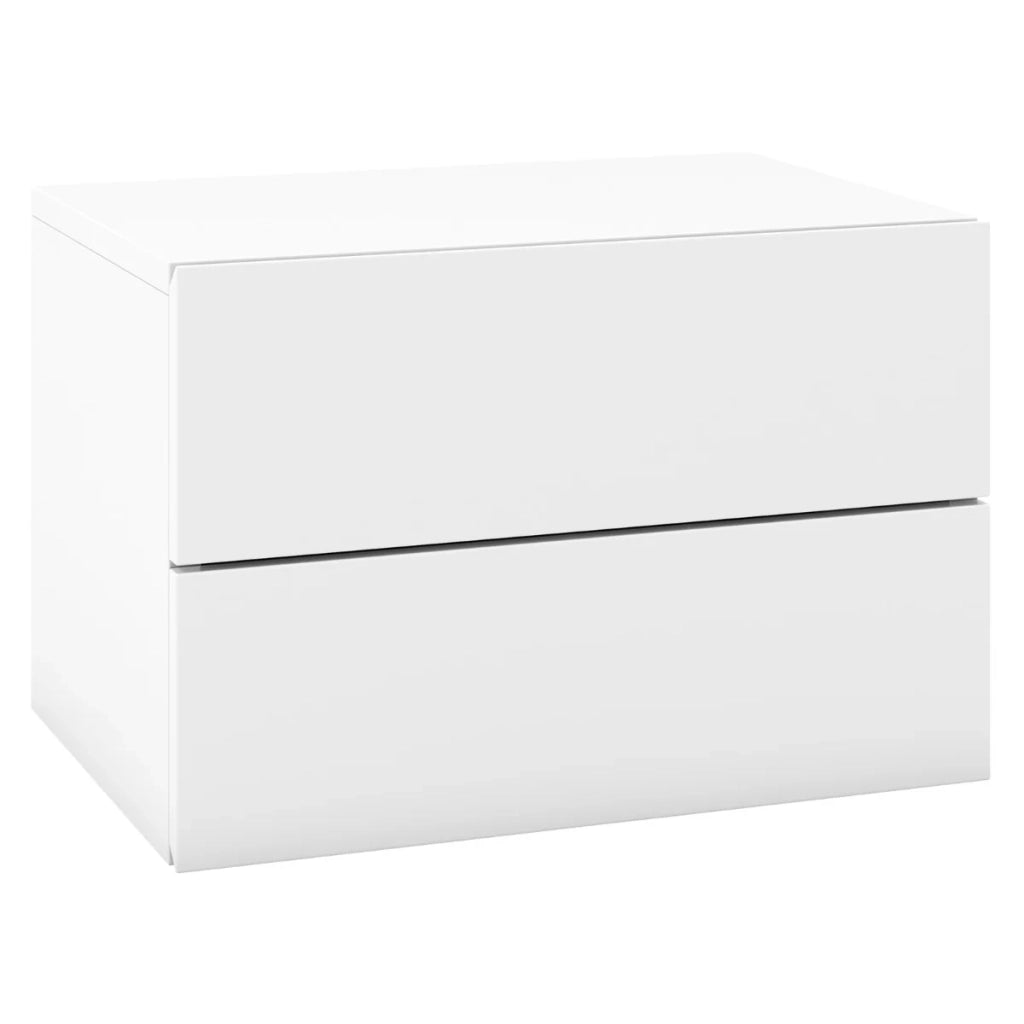 Comodino sospeso 42 x 30 x 28 cm con 2 cassetti contenitore moderno e versatile in legno bianco 20_0014030