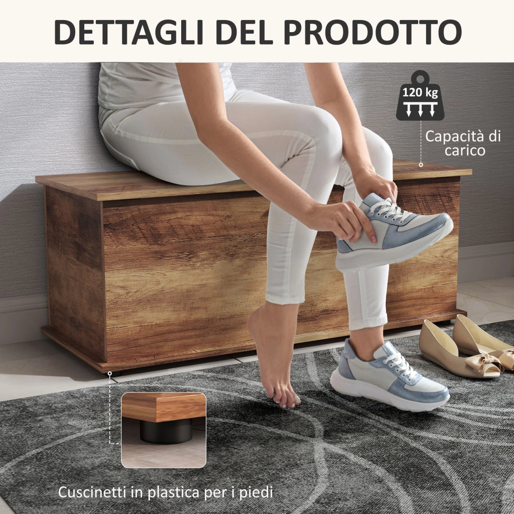 Panca Contenitore Multiuso Legno per Camera Ingresso Bianco 100x40x40cm