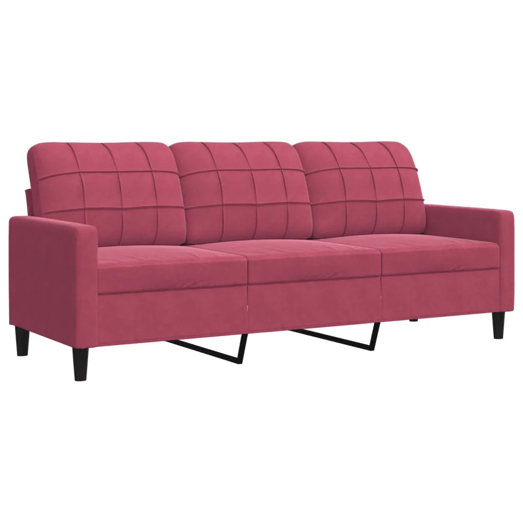 Set di Divani 4 pz con Cuscini Rosso Vino in Velluto
