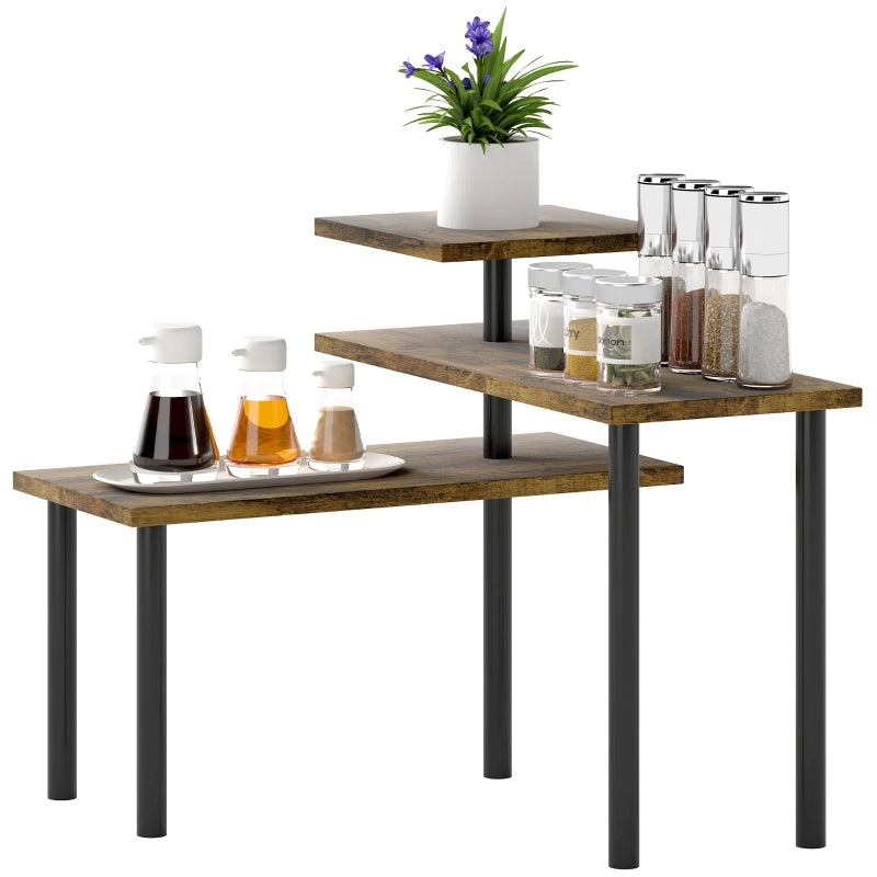 Scaffale da cucina girevole a 3 livelli, design salvaspazio in legno effetto rustico, 40 x 18 x 36,5 cm