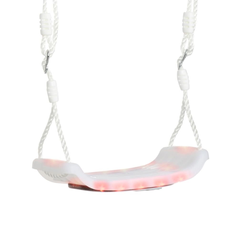 EasyComfort Altalena per Bambini 9-36 Mesi in PP e PE con Corda Regolabile e Luci LED, 39x16.5x120-180 cm, Bianco