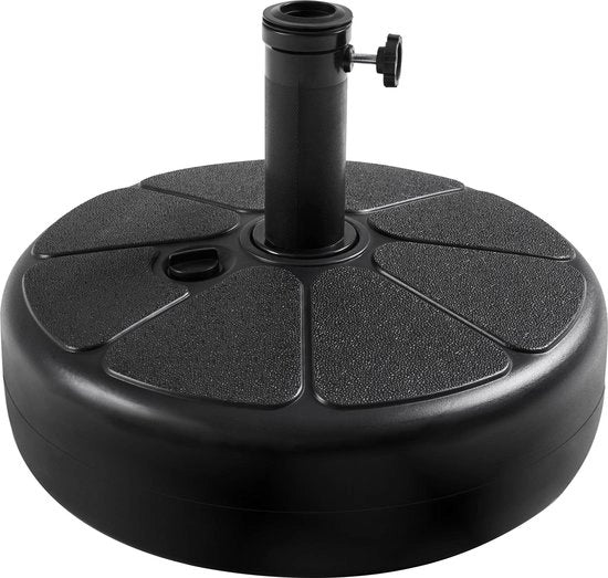 Sostegno per ombrellone, peso per ombrello con superficie a motivi, supporto rotondo per ombrellone con acqua/sabbia, riempibile per manici di ombrello, 38/48 mm, nero