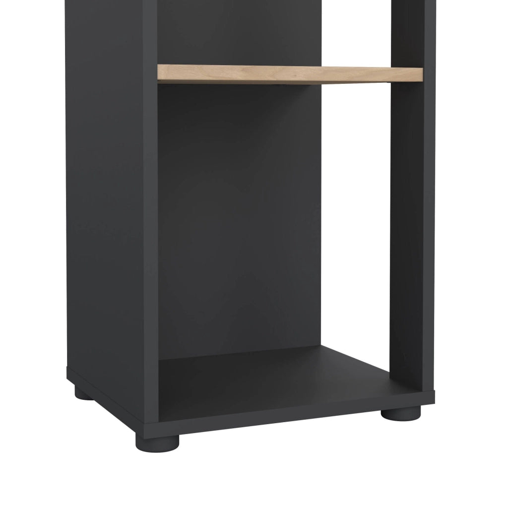 Libreria Baaz, Scaffale da ufficio, Mobile portalibri, Biblioteca, 41x34 h205 cm, Rovere e Grigio