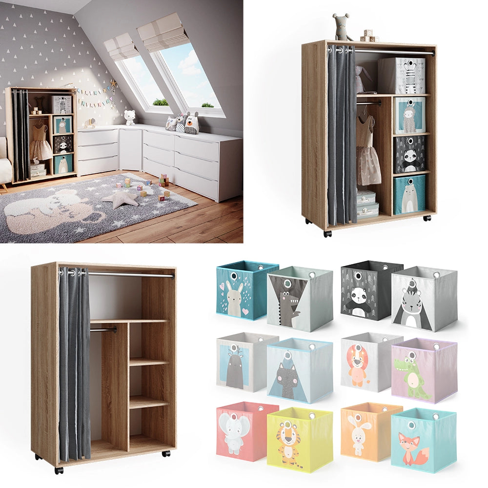 Vicco Armadio multifunzione Sonoma 100 x 146.6 cm con box pieghevole