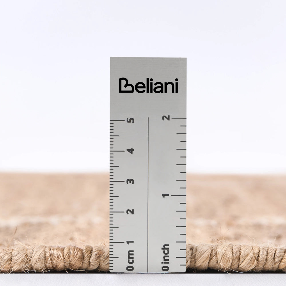 Tappeto beige chiaro in juta 160 x 230 cm con motivo rettangolare intrecciato in stile rustico per soggiorno e camera da letto