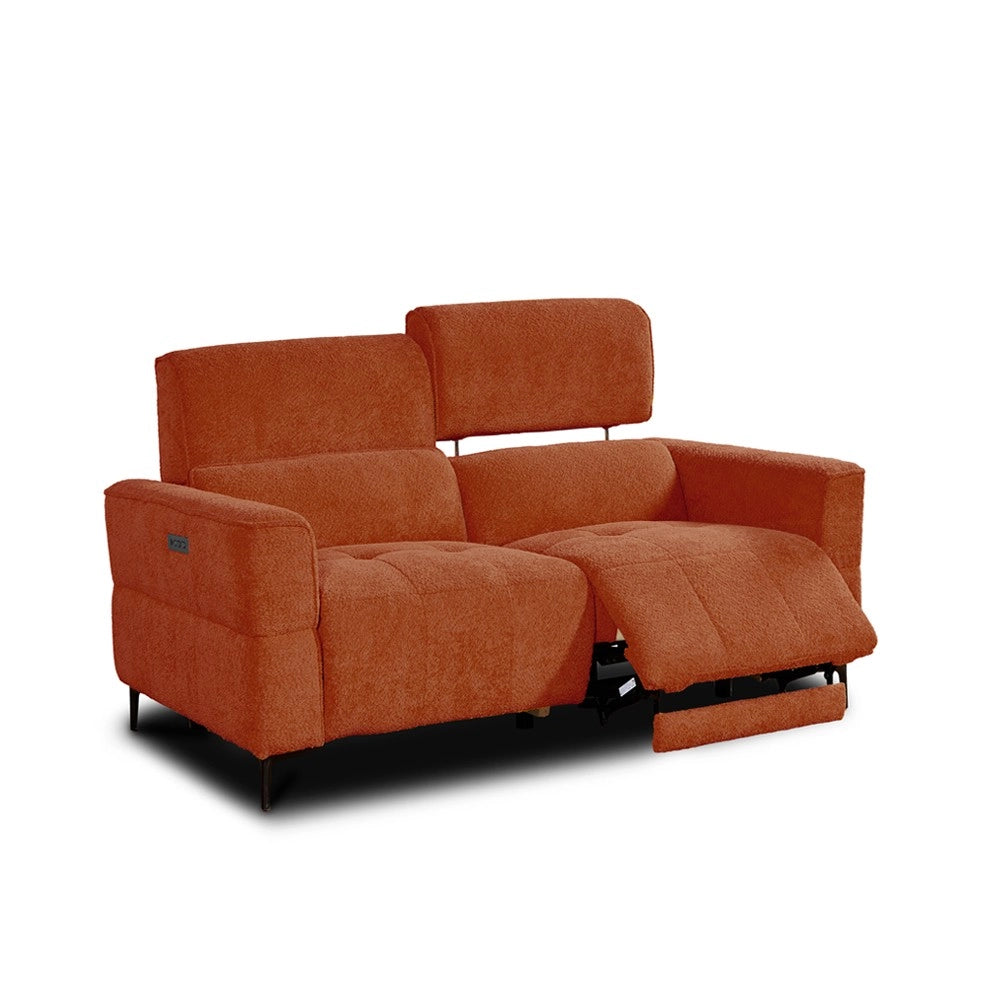 Divano recliner Luxora 2 posti elettrico in tessuto aragosta 174 cm