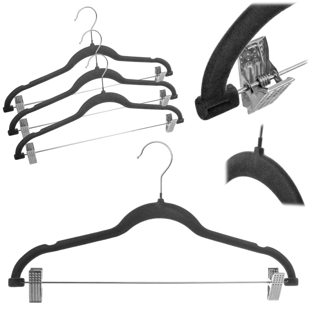 Grucce appendiabiti KADAX con clip per armadio, modello Loft, effetto floccato, 3 pezzi
