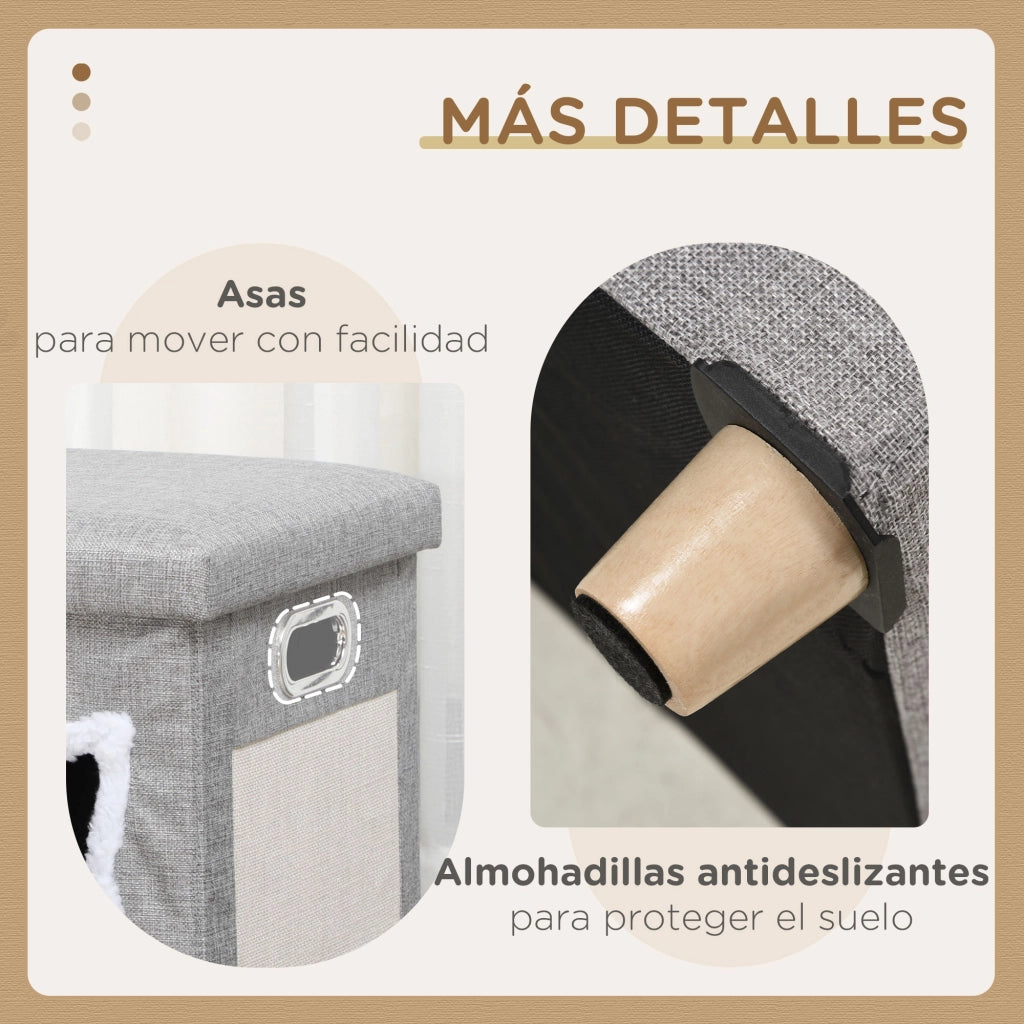 Letto per Gatti con Cuscino e Graffiatoio ¨C zephmum ¨C Grigio 35,5x35,5x42,5 cm