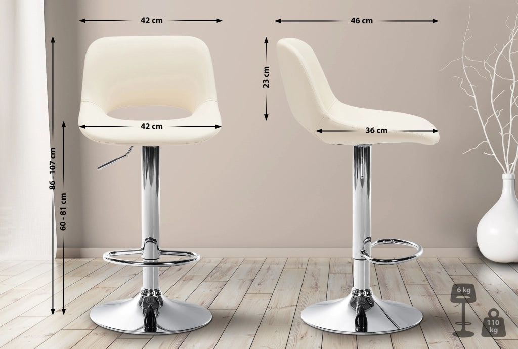2er Set Barhocker Camden Kunstleder chrom