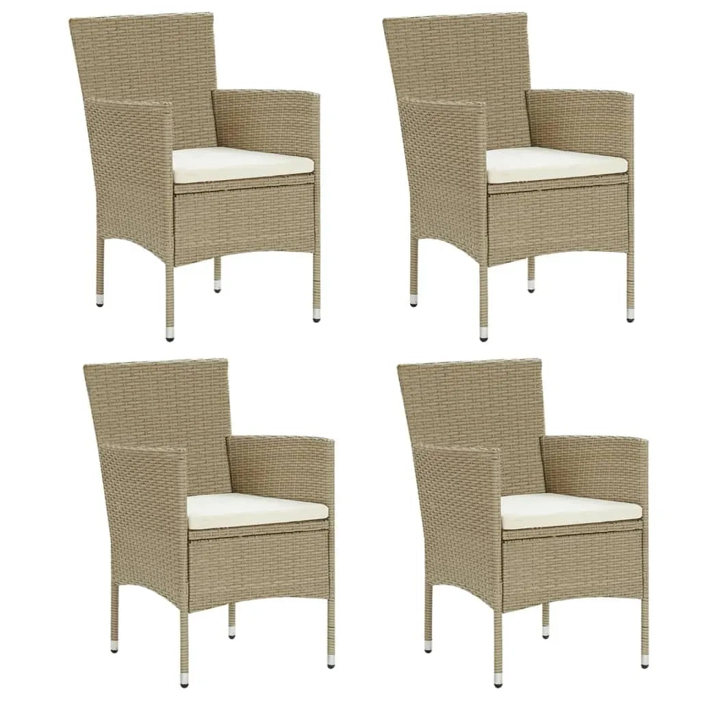 Set Pranzo da Giardino 5 pz con Cuscini in Polyrattan Beige cod mxl 43697