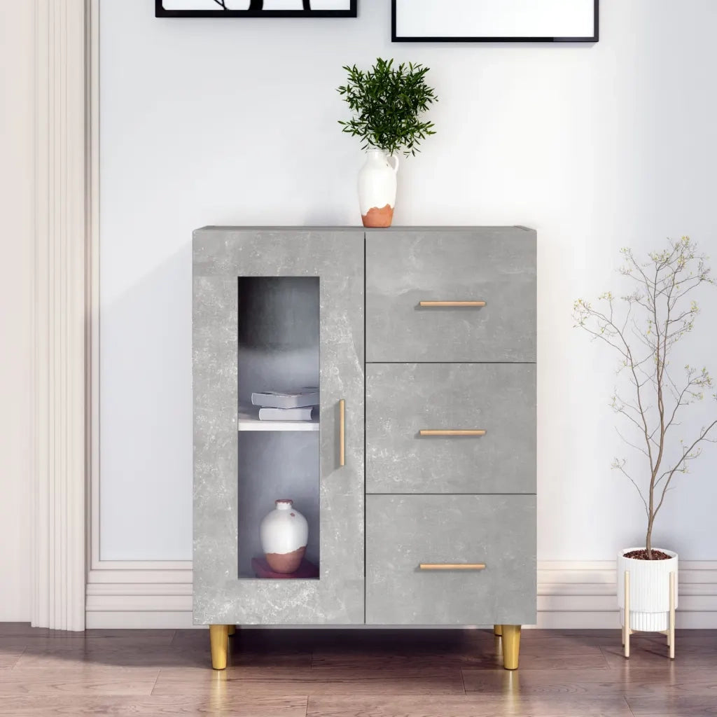 Credenza | Madia | Buffet da pranzo | Armadio da pranzo Grigio Cemento 69,5x34x90 cm in Legno Multistrato