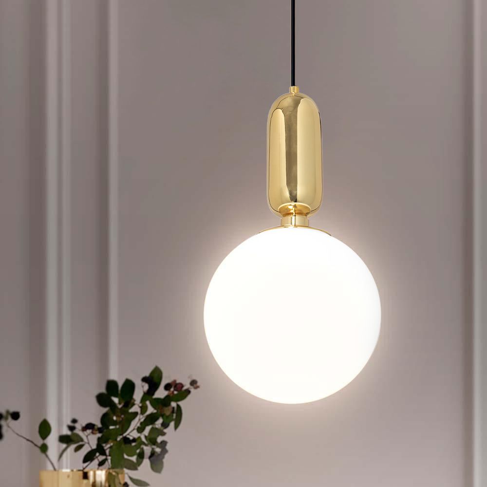 Lampada Da Soffitto Pensile Di Vetro Metallico Oro Gold APP474-1CP