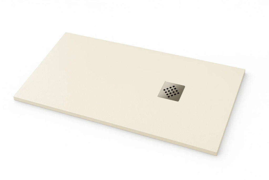 Piatto doccia Ardesia extra piatto 75X75 cm colore Crema RAL 1013 griglia in Acciaio