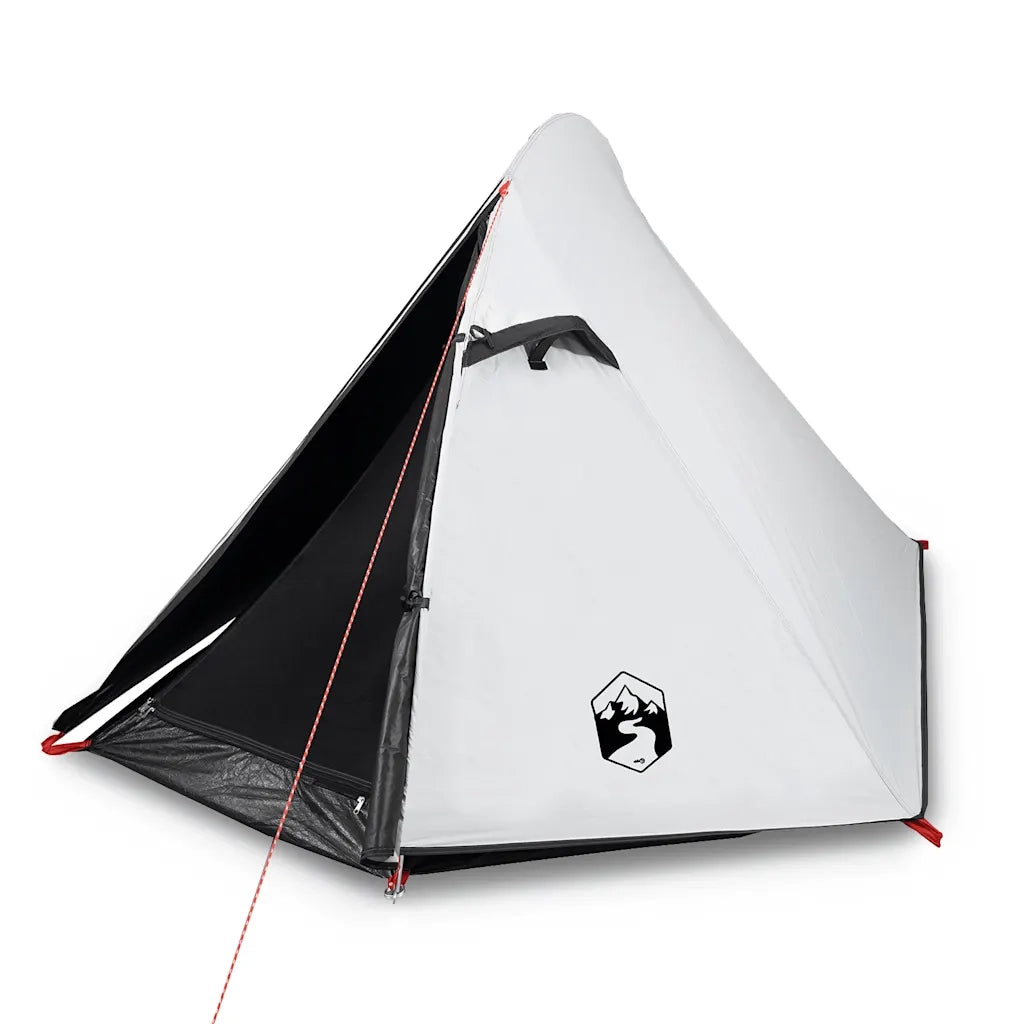 Tenda Campeggio a Cupola 2 Persone Bianca Tessuto Impermeabile 94322