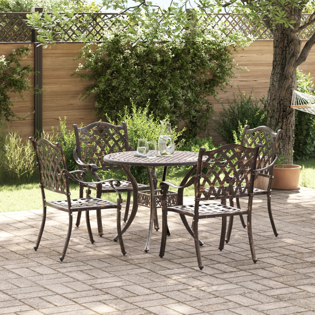 Set da Pranzo da Giardino in 5 Pezzi in Alluminio pressofuso Bronzo