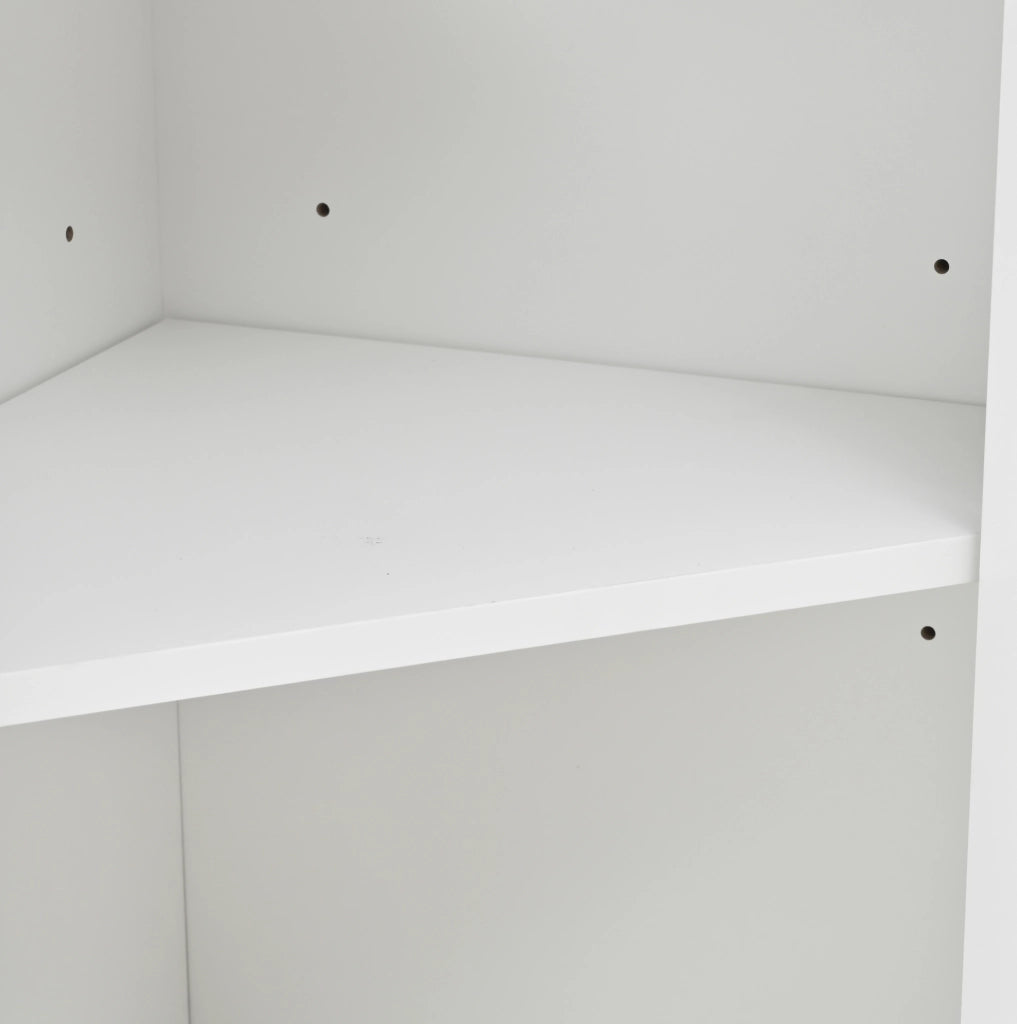 Mobile bagno freestanding con lavabo in ceramica; MDF bianco e maniglie in metallo