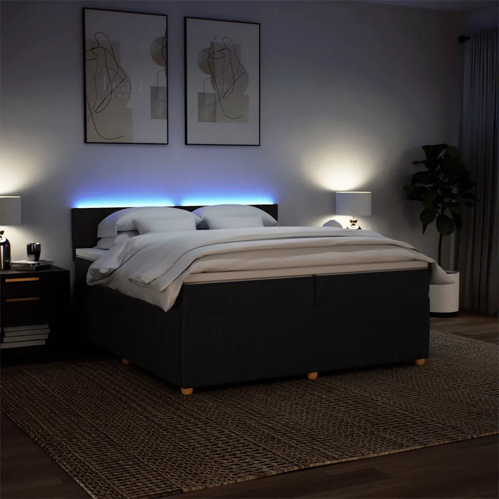 Giroletto a Molle con Materasso Nero 200x200 cm in Tessuto