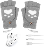 Manopole riscaldanti USB - lavabili - a maglia - senza dita - con riscaldamento - per uso interno ed esterno - pesca - sci.