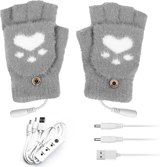 Manopole riscaldanti USB - lavabili - a maglia - senza dita - con riscaldamento - per uso interno ed esterno - pesca - sci.