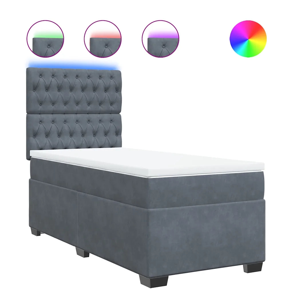 Giroletto a Molle con Materasso Grigio Scuro 80x200 cm Velluto