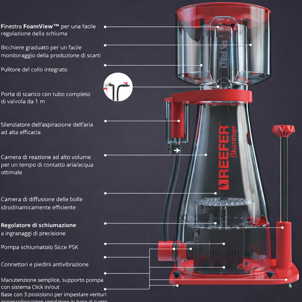 Red Sea Reefer Skimmer AC 900 con pompa PSK 1200 - schiumatoio per acquari fino a 2700 litri