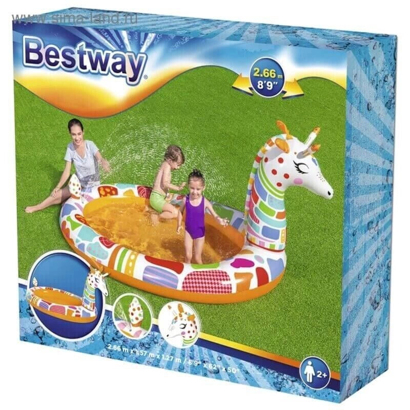 PISCINA GONFIABILE GIRAFFA GIOCO BIMBO CON SPRUZZATORE 266X157X127CM PER ESTERNO
